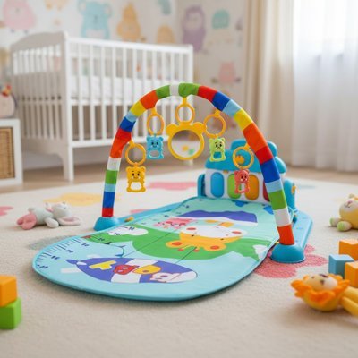 Espace de jeu interactif pour nourrisson avec arches colorées