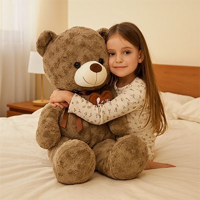 Ours en peluche marron entouré des bras d'une jeune fille