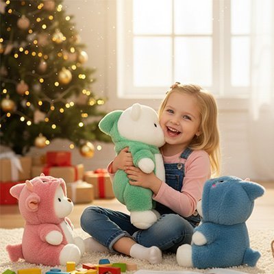 Trois peluche ours avec jeune fille
