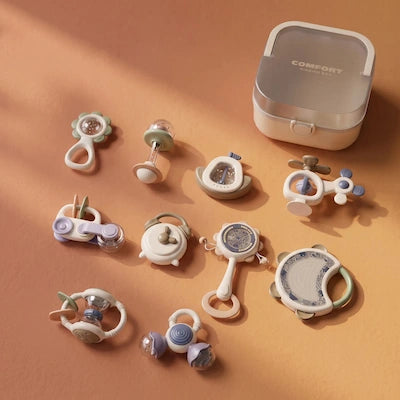 coffret 10 hochets sensoriels bébé montessori boîte rangement