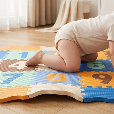gros plan épaisseur mousse protectrice tapis éveil puzzle