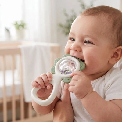 bébé soulagement gencives poussée dentaire hochet sensoriel silicone
