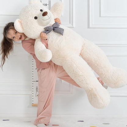 Ours en peluche blanc fillette debout danse