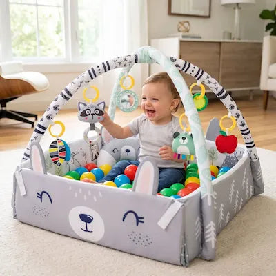 Enfant jouant en toute sécurité dans l'espace fermé du tapis