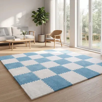 Tapis puzzle bleu et blanc - Motricité Apaisée