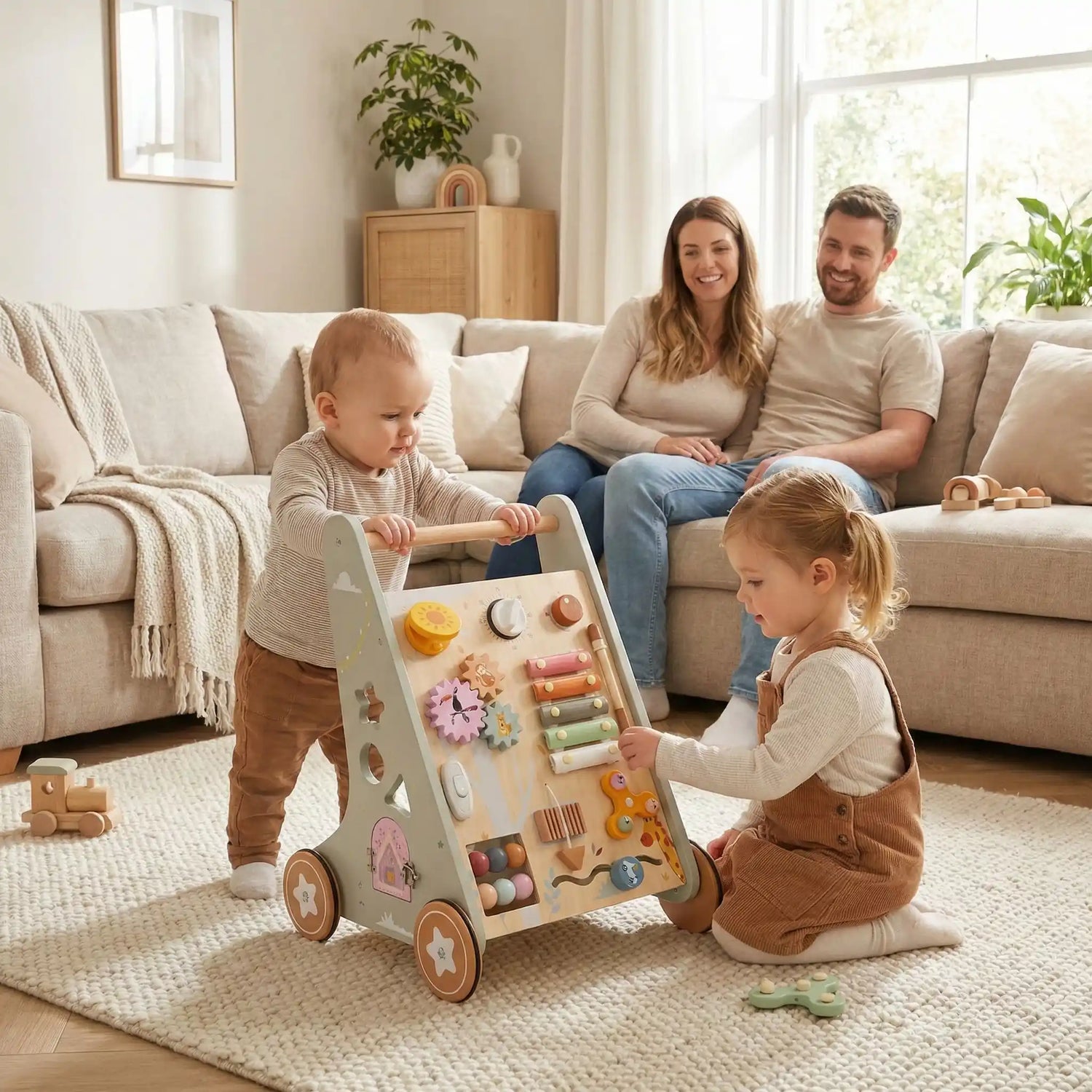 Trotteur bébé en bois avec tout la famille | Alan Eveil