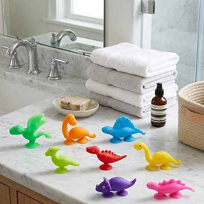 Figurines dinosaures colorées pour baignade enfant divertissante