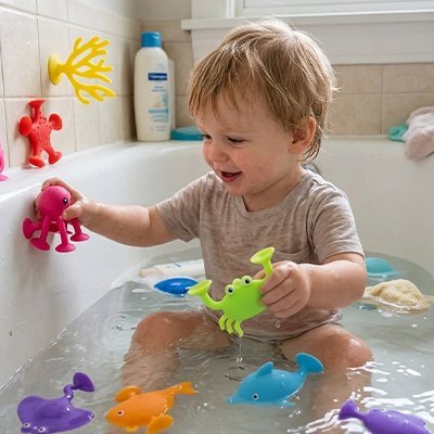 Jouets bébé pour le bain - Les animaux marins à ventouses