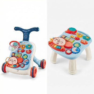 Trotteur Bébé Garçon - Pousseur Anti-Basculement et Éveil de la Motricité Fine