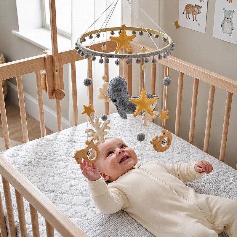 bébé regardant mobile bébé océan étoiles