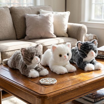 Chaton en peluche les trois sur la table | Alan Eveil™