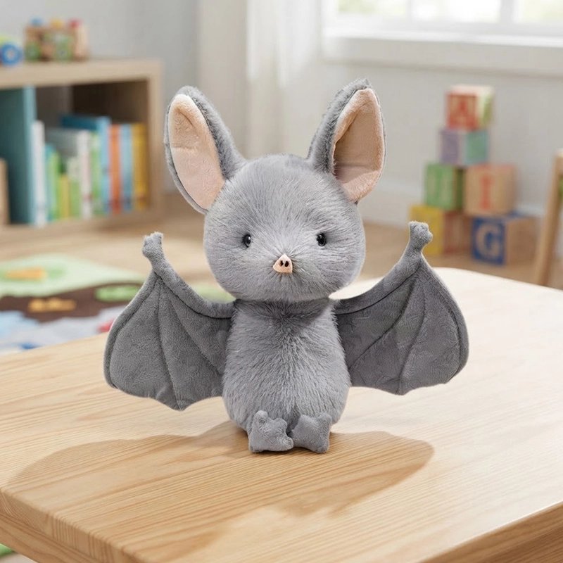 chauve souris en peluche sur une table