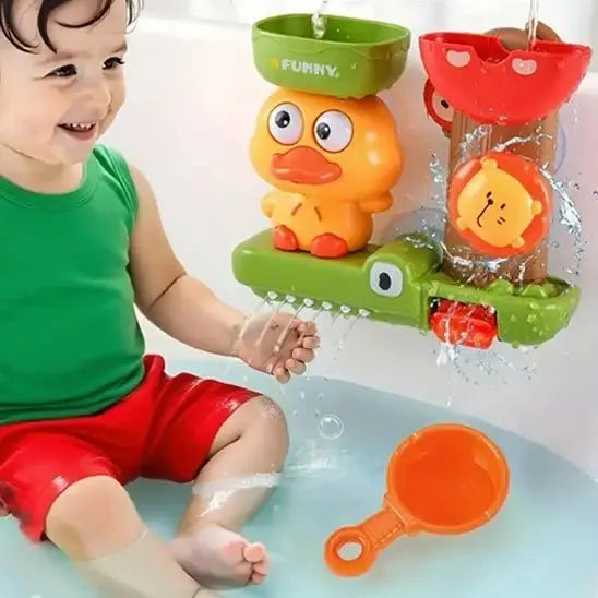 Enfant s'amusant avec un jeu aquatique coloré interactif