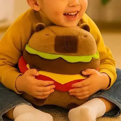 Détails des finitions de la peluche d'éveil capybara