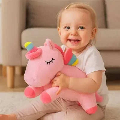 Détails des finitions de la peluche d'éveil licorne