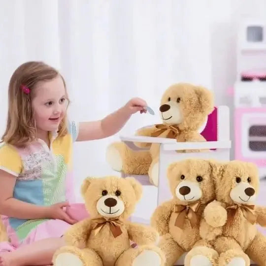 Détails des finitions de la peluche d'éveil ours
