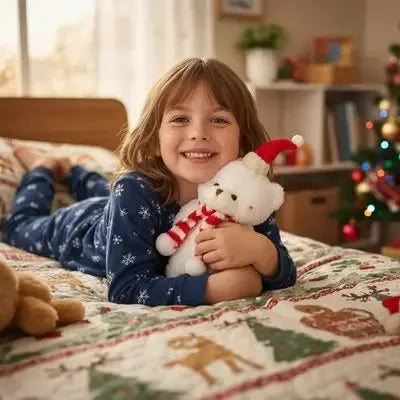 Détails des finitions de la peluche d'éveil ours