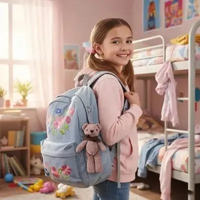 Détails des finitions de la peluche d'éveil ours