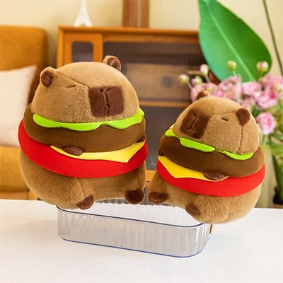 Deux Peluche capybara hamburger 
