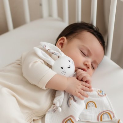 doudou bébé fille dans les bras d'un nourrisson 