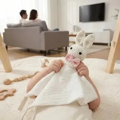 Doudou lapin rassurant, Espace de motricité libre en situation
