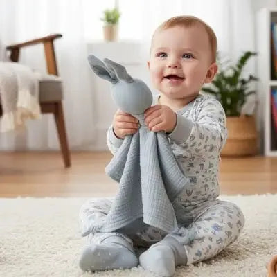 Doudou lapin rassurant en situation