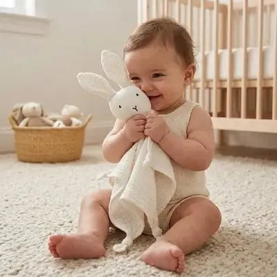 Doudou lapin rassurant en situation