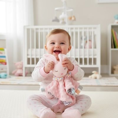 Doudou lapin rose | CâlinSécure™ - Bulle d'enfant