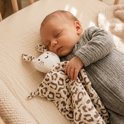 Doudou naissance lapin avec bébé pendant son sommeil