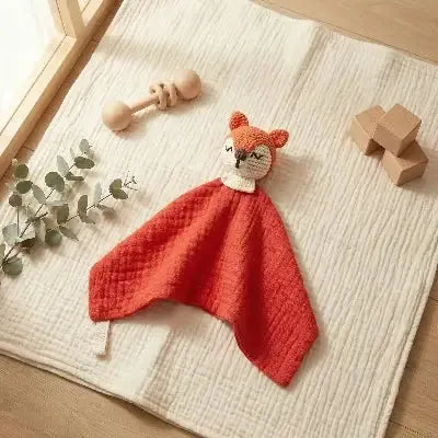 Doudou renard plat en gaze de coton terracotta style scandinave