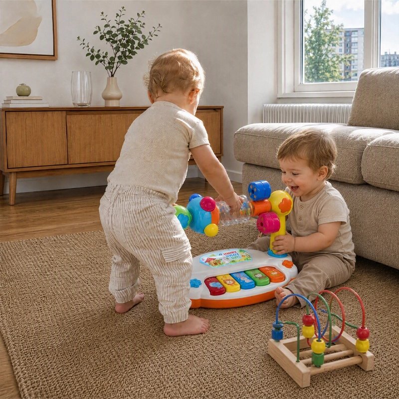 enfants jouant avec piano musical pour bébé