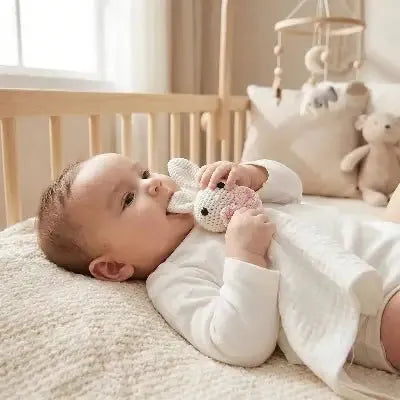 Finitions du doudou d'éveil lapin
