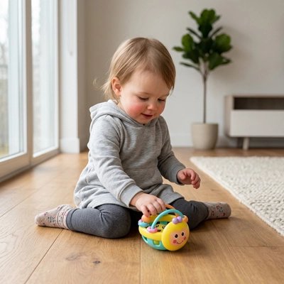 Garçon qui s'amuse avec le hochet bébé 