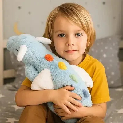 Grande peluche dragon démontrant son confort d'utilisation