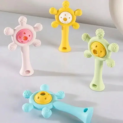 hochet bébé en silicone coloré pour éveil sensoriel