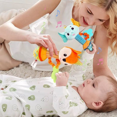 HOCHET POUR BEBE éléphant et renard avec maman