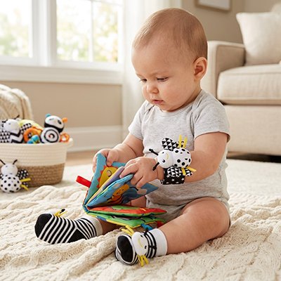Hochet pour bébé main pied avec enfant qui joue