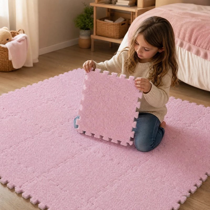 jeune fille tien dalle puzzle tapis bebe rose
