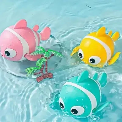 Jouet baignoire bébé, trois poissons colorés