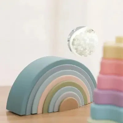 Jouet en bois bébé, Bleu en cours d'utilisation