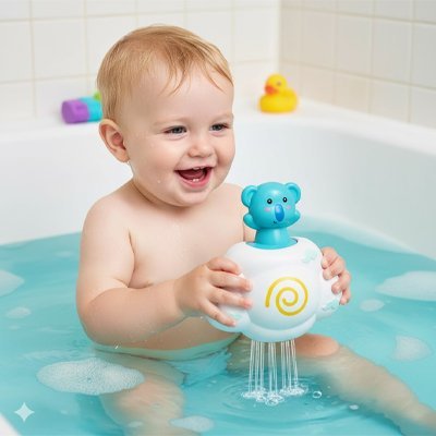 Jouet de bain bébé qui fait pleuvoir dans la baignoire