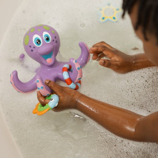 jouet de bain bébé pieuvre aquafun dans baignoire