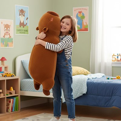 la peluche capybara xxl dans bras jeune fille
