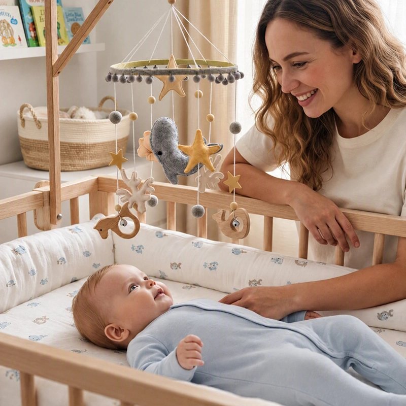 maman souriante mobile bébé océan marin