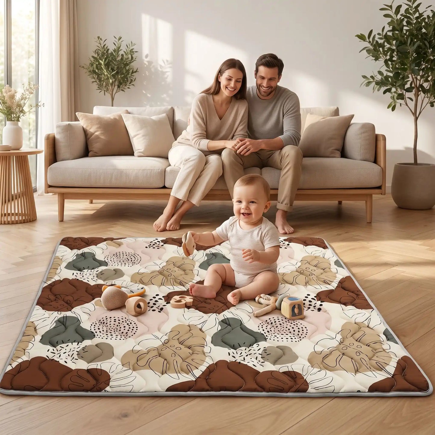 Tapis de Motricité Bébé - Motifs Abstraits et Lavable