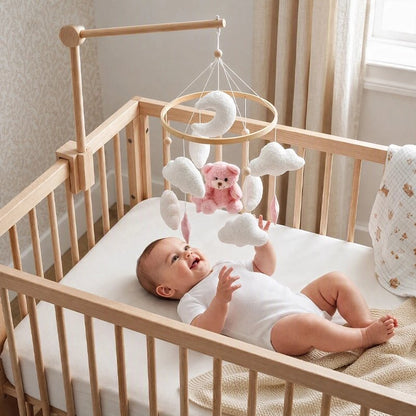 mobile pour lit bébé bois hêtre ourson