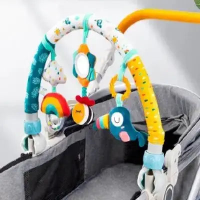 Accessoire coloré pour poussette avec jouets interactifs suspendus