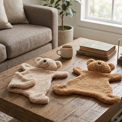 Ours doudou beige et marron sur la table | Alan Eveil™