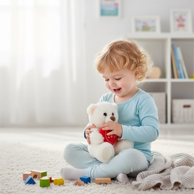 Ours en peluche blanc avec une petite fille