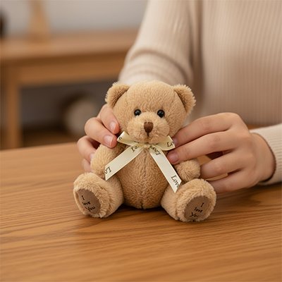 Ours peluche brun tenue à deux mains